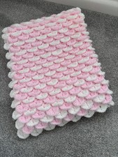 Handgefertigte Häkel Muschel Muster Babywiege Kinderwagen Decke Rosa & Weiß Baby Mädchen Crib price