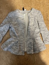 H&M Damen Strickjacke meliert Grau/Weiß gefüttert Reißverschluss halblang Gr. 34 Damen-Jacke price