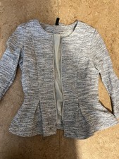 H&M Damen Jacke Grau/Weiß meliert kurz gefüttert Reißverschluss Gr. 34 Damen-Jacke price