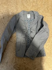 s.Oliver Damen Jacke Grau kariert Baumwolle kurz Knopf Gr. 36 Damen-Jacke price