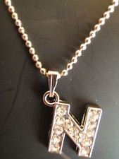 Silber Halskette mit Kristall Alphabet Anhänger Silver Necklace price