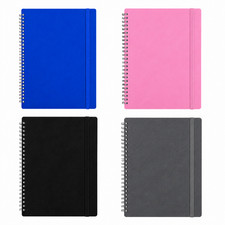 NOTIZBLOCK A5 SPIRAL POLY PASTELL GEBÄNDERT DOPPELDRAHT NOTIZBUCH 140 SEITEN/70 BLATT LINIERT Notebook & Notepad price