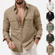 Baumwollhemden Für Herren Arbeit Reisen Button-Down-Oberteile Lässig Langärmelig Herren-Hemd price