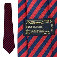 Vintage ST MICHAEL 60er gestreifte Krawatte Herren Mod Krawatte Marks & Spencer rot blau Tie price