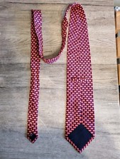 HSBC Seidenkrawatte rot blau geometrisches Muster klassisch Business-Ausschnitt Vintage wiederholt Tie price