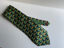 T M Lewin & Sons Krawatte Vollseide Fruchtmuster Made In England - Grün, Blau Tie price