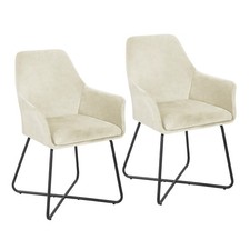 SVITA JOSIE Dining 2er Set Esszimmerstuhl Sessel Polsterstuhl Küche Stoff Weiß Dining Zimmer-Set / Set price