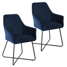 B-Ware SVITA JOSIE Dining 2er Set Esszimmerstühle Polsterstuhl Samt Dunkelblau Dining Zimmer-Set / Set price