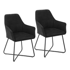B-Ware JOSIE Dining 2er Set Esszimmerstuhl Sessel Polsterstuhl Stoff Schwarz Dining Zimmer-Set / Set price