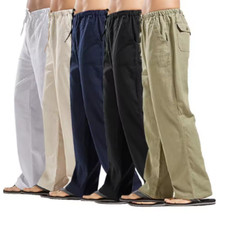 Herren Leinenhose Stoffhose Freizeit Sommer Kordelzug Lose Fitness Jogginghosen Herren-Hosen price
