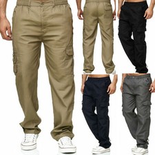 Herren Cargo Hose  Stoffhose Taschen Dehnbund  Freizeit  Arbeitshose Cargohose Herren-Hosen price