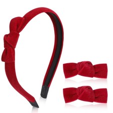 3 Stück Roter Samt Haarreif und Schleifen Set, Elegante Schleife Haarspange Haarspangen, Haarreifen & Haarbänder price