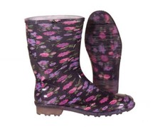 Gummistiefel G&G Damen LINA BASSO TUBOLARE schwarz-lila-blumen Gr. 38 - Gr. 41 Damenstiefel price