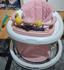 Baby Gehfrei Lauflernhilfe auf Rollen mit Sitz & Spieltablett, Rosa/Weiß Lauflernhilfe price