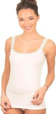 LIABEL Damen Trägerhemd Unterhemd Shirt  Top Spaghetti  95 % Baumwolle Spitze Damen-Unterhemd price