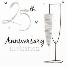 6 Stück Silber 25. Hochzeitstag Party Karten Einladungen & Umschläge Davetiye price