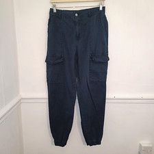 New Look Damen Jeans Blau Größe UK 10 Tapered Jogger Cargo Ankle High Rise Bayan Jeans / Kot Pantolon price
