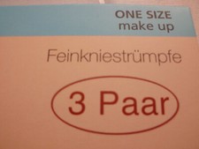 3 Paar Fein Kniestrümpfe Braun Einheitsgröße Neu OVP 88 % Polyamid, 12 % Elastan Kniestrümpfe / Strumpfhosen price