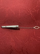 Herren Krawattennadel Krawattenklammer Halter silberfarben mit Knopfkette Krawattennadel price