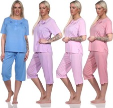 Damen Capri Pyjama mit kurzen Ärmeln; Gr. M L XL XXL Damenpyjama price