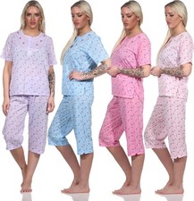 Damen Capri Pyjama mit kurzen Ärmeln; Gr. M L XL 2XL Damenpyjama price