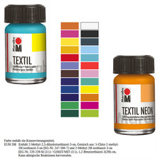 Marabu TEXTIL & TEXTIL NEON (Stoffmal- & Druckfarbe) 15ml-Glas Glasfarbe price