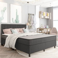 Boxspringbett Dunkelgrau Polsterbett Hotelbett Bett mehrere Auswahl vidaXL Bettbasis price