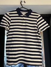 Primark Jungen marineblau & weiß gestreiftes Poloshirt 100 % Baumwolle 9-10 Jahre Jungenhemd price
