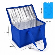 Kühltasche Isoliertasche Lunchbag Thermotasche Blau mit Kühlakku 28x14x17 cm Lunch-Tasche price
