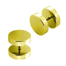 1 Paar Fake Plug Stahl Schwarz Silber Piercing Ohrstecker Ohrring Ø 10mm Gold- & Silber-Piercing price