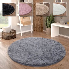 Hochflor Teppich Rund Wohnzimmer Shaggy Langflor Kunstfell Flauschig Einfarbig Wohnzimmerteppich price