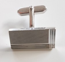 1 x Manschettenknopf, rechteckig, silberfarben, klassisches Design Manschettenknopf price