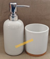 Neu 2-teiliges rundes weißes Bad Set Seifenspender Zahnbürstenhalter Geschenk 😍 Banyo Aksesuar Seti price
