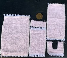 Puppenhaus 5-teiliges rosa Stoff Frottee Bad WC Set Maßstab 1:12 tumdee Banyo Aksesuar Seti price