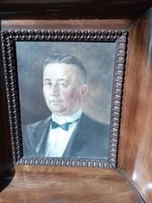Portrait eines Mannes mit sehr schönem braunen Holzrahmen antik Ölgemälde price
