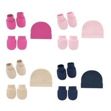 Neugeborenes Baby einfarbige Baumwolle Beanie Mütze Fäustlinge Booties Krankenhaus 3-teiliges Set Baby-Erstausstattung fürs Krankenhaus price