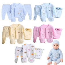 5-teiliges Outfits Set Krankenhaus Neugeborenes Baby Jungen Mädchen Langarm Oberteil Mütze Hose Lätzchen Baby-Erstausstattung fürs Krankenhaus price