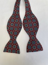 Vintage Retro Fliege aus Seide mit geometrischem Druck zum Selbstbinden - hergestellt in Englisch Papyon price