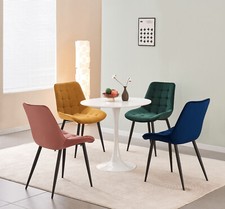 4er Set Samt Esszimmerstühle Loungesessel gepolsterte Sitzlehne schwarz Bein Esszimmer Standart Sandalye price