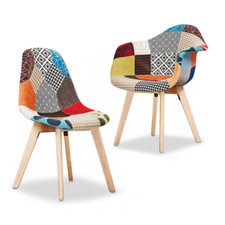 Fabia Esszimmerstuhl | Mehrfarbige Patchwork Stühle | Retro Modern Stuhl | Standart Sandalye price