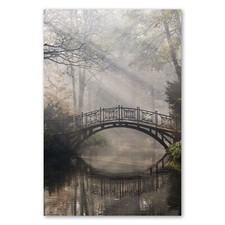 Postereck 0531 Poster Leinwand Brücke, Park Nebel Wald Natur Sonne Fluss Alt Tuval price