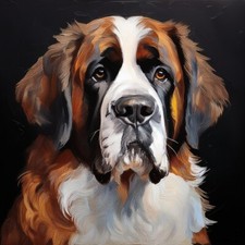 Poster Bild Kunstdruck Wandbild Leinwand Canvas 30x30 cm Hund Bernhardiner Tuval price