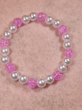 Armband,Perlenarmband Rosa Pink Weiß Ca 18 cm, Modeschmuck Modeschmuckarmband price