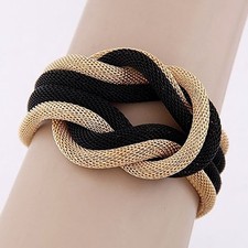 Armband Modeschmuck geflochten in Silber Gold Schwarz & Titan Farben NEU M19 Modeschmuckarmband price