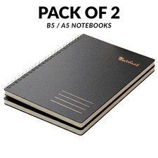 A5 B5 Spiral Notizbuch 160 linierte Seiten Notizen Büro Schule Studium Arbeit Journal x 2 Spiralli Defter price