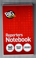 2 x Reporter/Kurzschrift Notizbuch 160 Seiten spiralgebunden Fein regiert großer Wert Spiralli Defter price