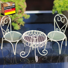 Miniatur Tisch und Stuhl Set für Dekoration Garten Terrasse Wohnzimmer beige Tisch- und Stuhlset price
