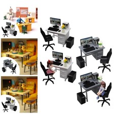 Mini-Bürotisch- und Stuhlset, Puppenhausmöbel für DIY-Szenen-Requisiten Tisch- und Stuhlset price