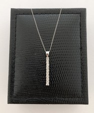 Massiver 9 kt 9k 375 Weißgold 10 x Diamant Stab Anhänger Panzerkette Halskette 18" Box Diamantkette price