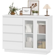 HOMCOM Buffetschrank, Sideboard mit 4 Schubladen, 2 Glastüren Refurbished Kommode price